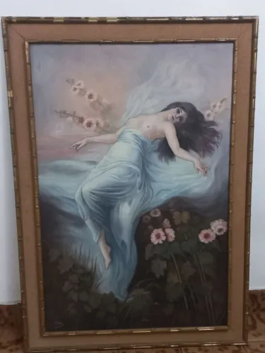 QUADRO ANTIGO NINFA PINTURA 75x1.05