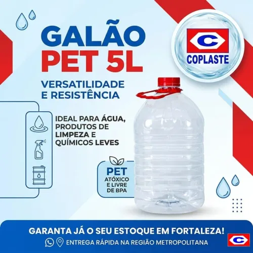 KIT 10 un. Galão PET 5L c/ Tampa e Alça - Lj. Fisica