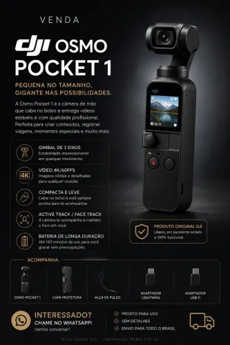 DJI Osmo Pocket 1 - Câmera Estabilizada 4K | Excelente Estado