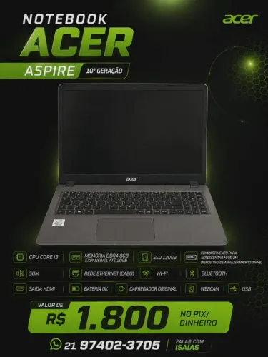 Notebook Acer Aspire i3 10º Geração