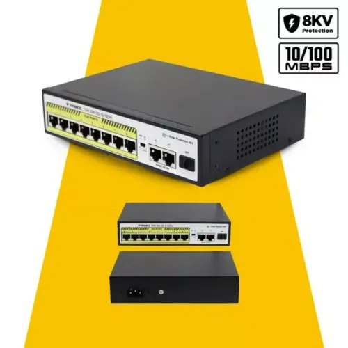SWITCH POE POWER OVER ETHERNET FIBRA ÓPTICA TARMOC 10/100 Mbps TSW-108-2G-1S-96W