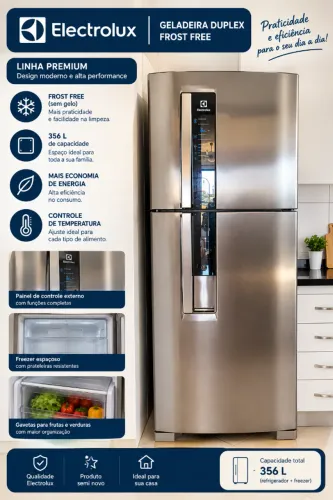 Geladeira duplex em INOX - Electrolux