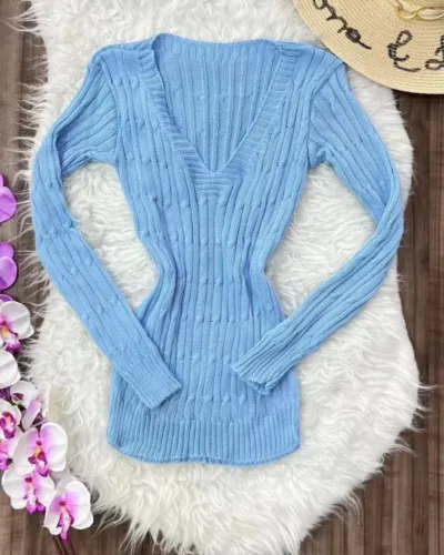 blusa tricot manga longa