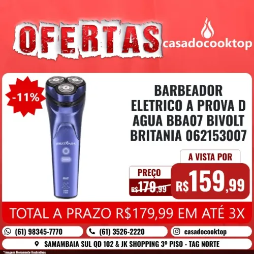 BARBEADOR ELETRICO A PROVA D AGUA BBA07 BIVOLT BRITANIA 062153007