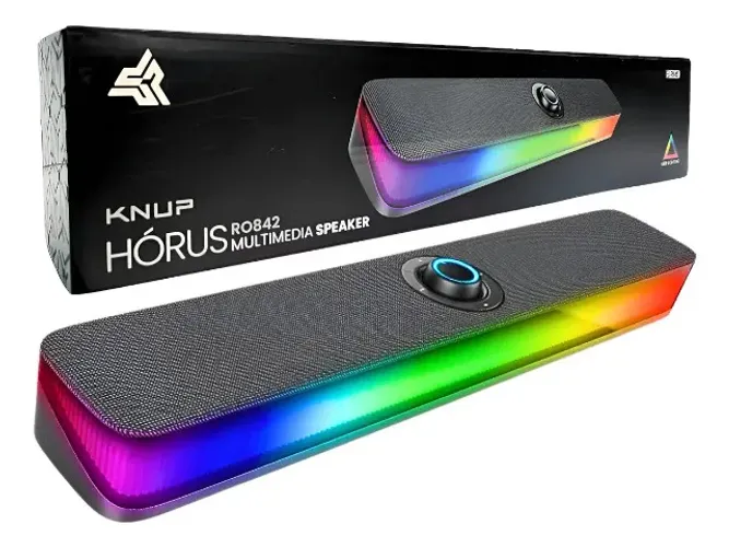 Caixa de Som Bluetooth Knup RO842 6W RMS LED RGB Soundbar