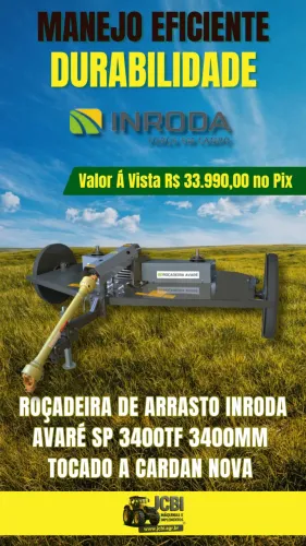 ROÇADEIRA DE ARRASTO INRODA AVARÉ SP 3400TF 3400MM TOCADO A CARDAN NOVA