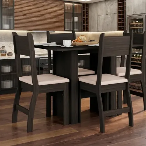 Mesa de Jantar Milano com 4 Cadeiras Amendoa/Savana NOVO!!