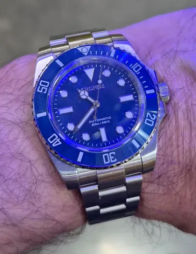 Relógio automático crono pt5000 l6015 azul ceramica (não é san martin nem pagani) 