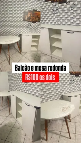 Balcão mdf com mesa redonda 