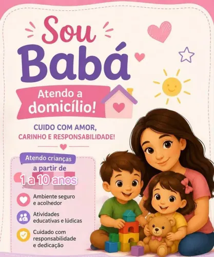 Olá! Sou babá e ficarei feliz em cuidar da sua criança! ?