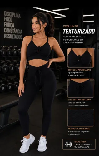 Conjunto Fitness Disfarça Celulite e afina a cintura.