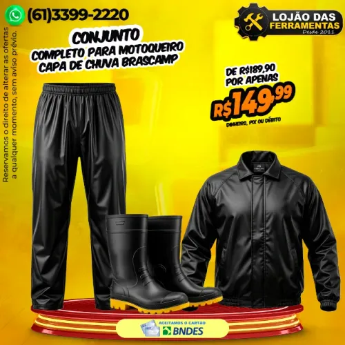 Conjunto Capa de Chuva e Bota Solada Para Motoqueiro Brascamp