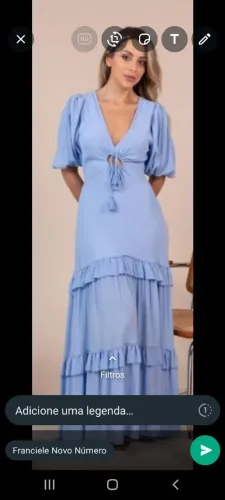 Vestido longo em crepe