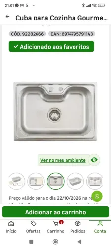 Cuba para Cozinha Gourmet Sobrepor Inox 201 60x42x20cm