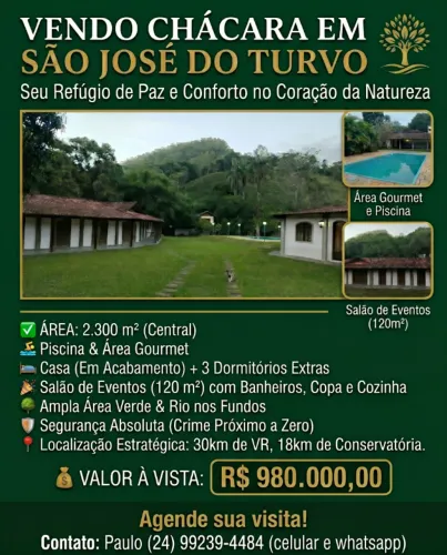 Refúgio Seguro em São José do Turvo: Chácara de 2.300m² com Lazer Completo e Muito Verde.