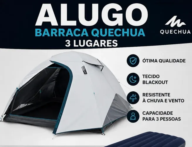 Aluguel de barraca de acampar com colchão inflável
