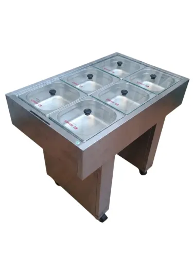 Rechaud-molheira elétrica com tampa de vidro - 6 cubas - 220v