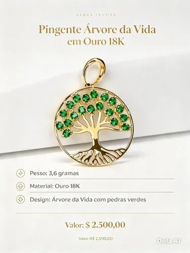 PINGENTE ARVORE DA VIDA OURO 18K