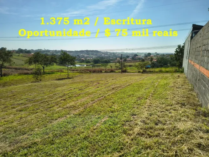 Terreno 1.375 m2 Oportunidade Escritura próx cidade asfalto água luz