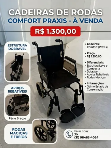 Cadeira de Rodas Comfort Praxis - Usada, SUPER CONSERVADA
