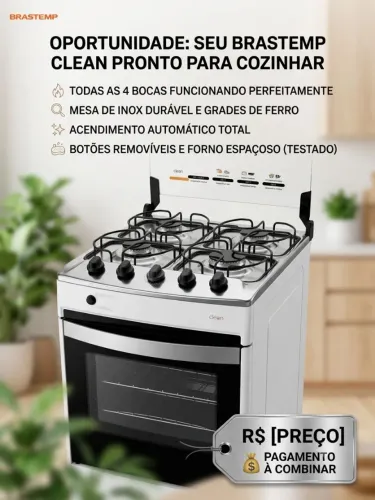 Fogão Brastemp Clean 4 Bocas Branco - Funcionando Tudo!