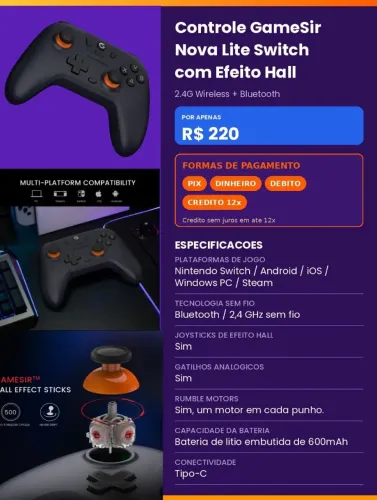 Controle Gamesir Nova lite