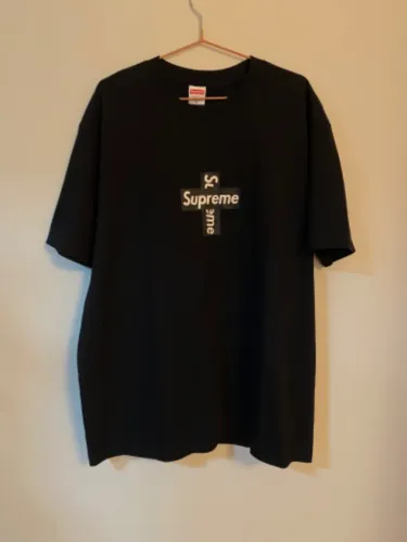 supreme cross box logo tee black