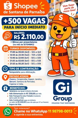 Vagas Shopee Santana de Parnaíba 