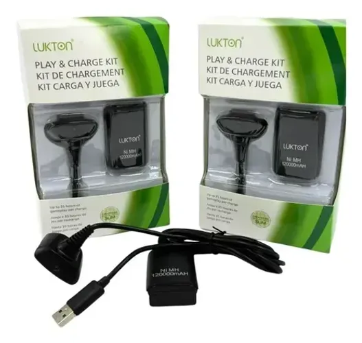Carregador e Bateria Para Controle Xbox360 120000mah Lukton