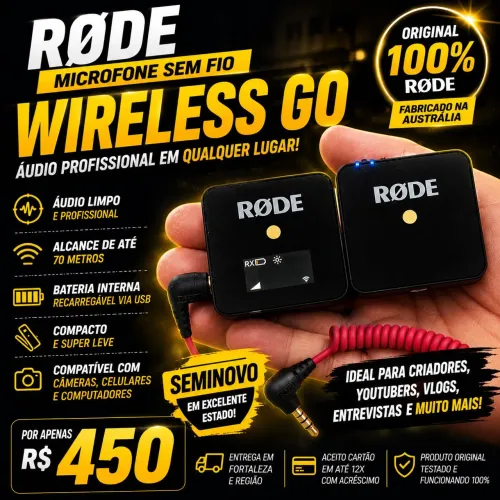 MICROFONE SEM FIO RODE WIRELESS GO ORIGINAL