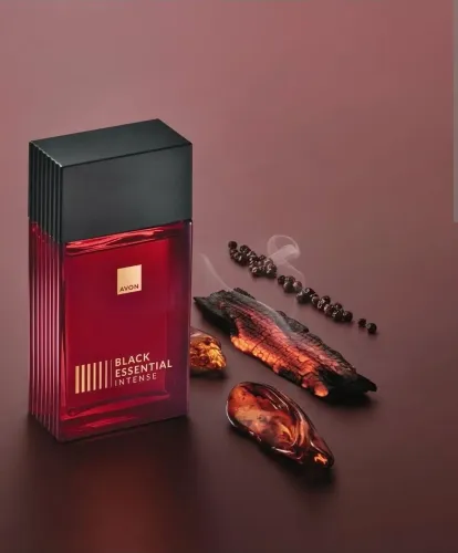 Colônia Black Essential intense Avon
