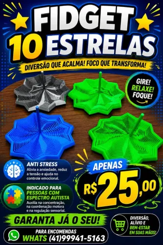 Fidget 10 estrelas... Anti stress e autista