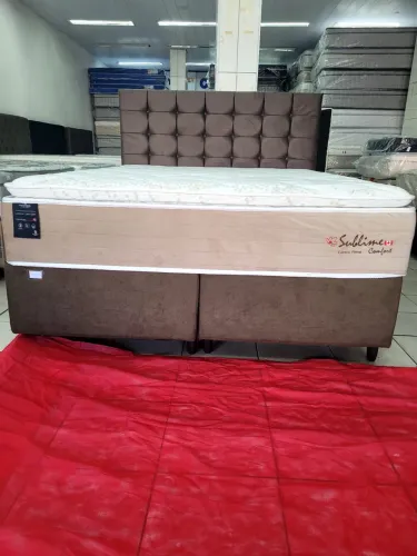 Box + Colchão Queen Size.  Com pillow top. Novo 