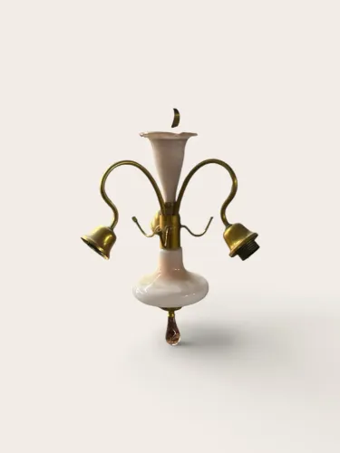 Lustre de opalina com ponta em Murano 40 cm altura 