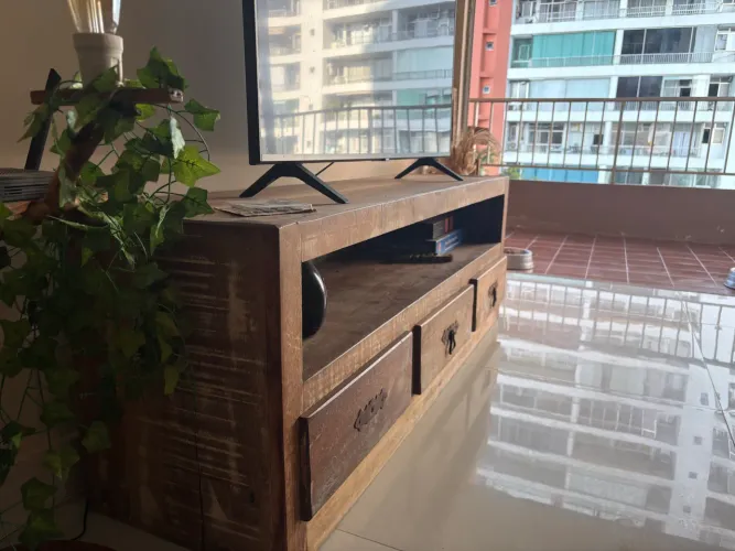 Rack Para Tv 1.0 Estantesala Móvel Madeira De Demolição
