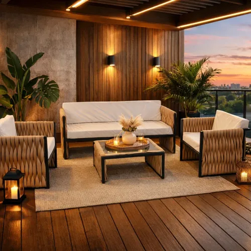 Conjunto de sofá em Tricô Náutico