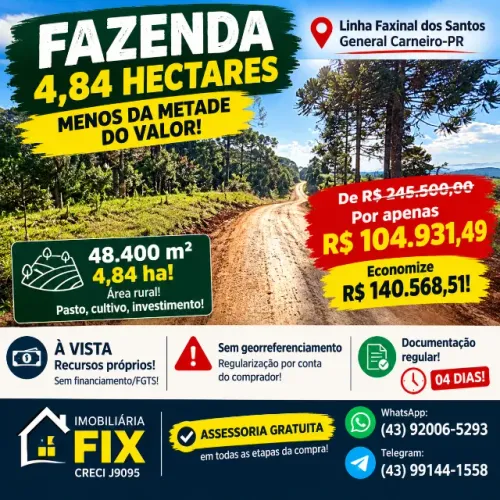 ? FAZENDA 4,84 HECTARES ? MENOS DA METADE DO VALOR!