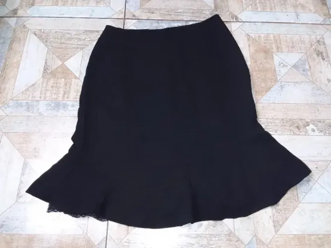 saia feminina babado preta original zara espanha tm 36