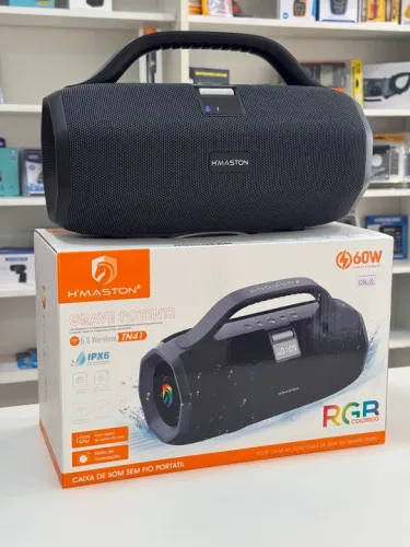 Caixa de Som Bluetooth H'MASTON 60W Grave Potente - RGB