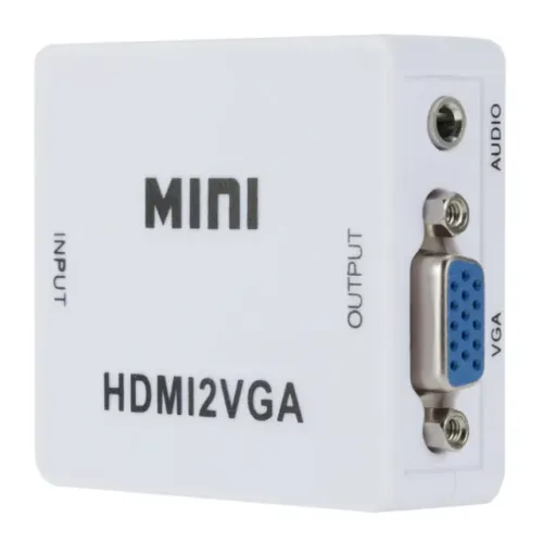 Adaptador Conversor HDMI para VGA com Alimentação Externa e Saída de Áudio P2