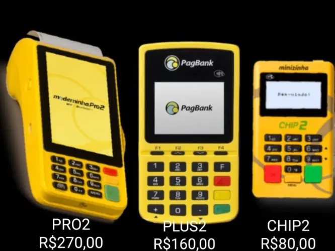 Maquininha de Cartão PagBank (Moderninha Pro2, Plus 2 e Chip 2)