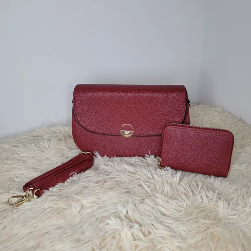 Kit Maria 02 Peças - 1 bolsa pequena + 1 carteira COR VERMELHO