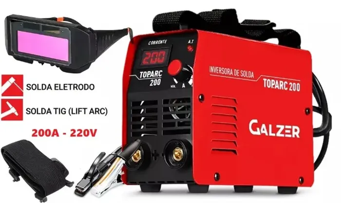 Máquina de Solda Inversora Profissional 200A Mma Tig - Tig Tocha Seca + Óculos Automático