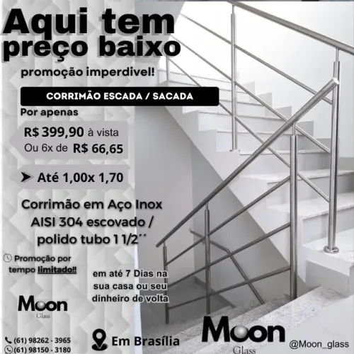 Corrimão para Escada, Sacada parede de Aço Inox 