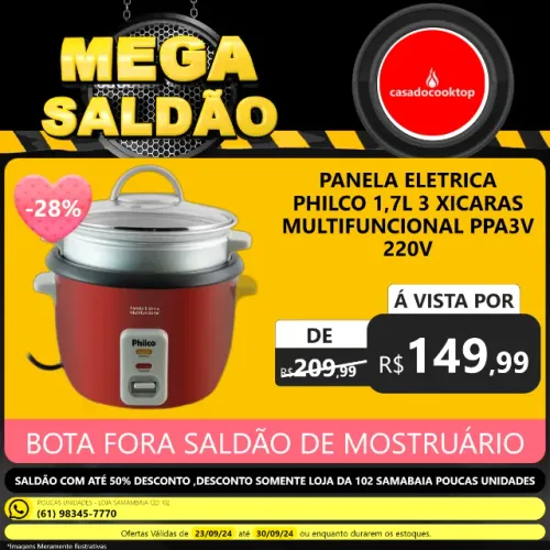 Panela eletrica philco 1,7l 3 xicaras multifuncional ppa3v 220v