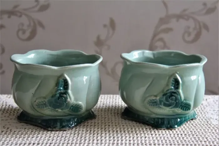 Cachepot Ingles Porcelana 4277 ( Par ) - Raro e Antigo Anos 50