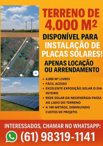 Terreno para arrendamento ou locação para projetos solares 