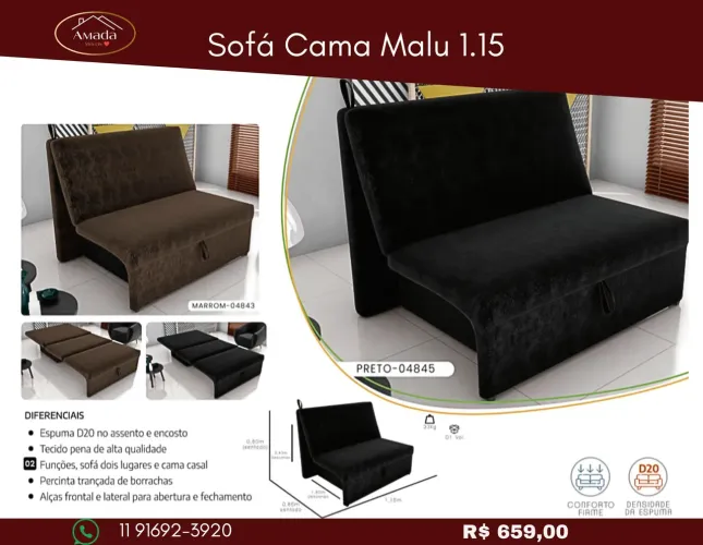 Sofá Cama Malu 1.15 - , à pronta entrega