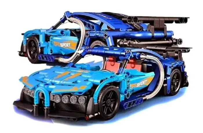 Carrinho Sport Bugatti de Montar Lego 473 Peças Scala 1:18 Azul