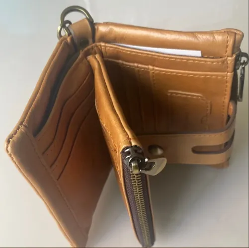 carteira masculina porta-moedas porta-cartões corrente fina carteira bifold